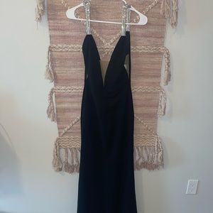 Fashion Nova black glitter strap formal gown